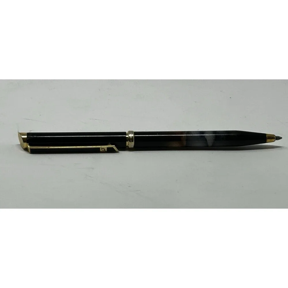Vintage Fisher Space Pen Black Lacquer Gold Trim Ballpoint Pen PR4F USA Working